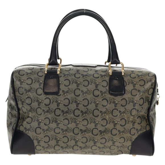 CELINE C Sulky Boston Bag Canvas Navy Gold Auth bs31830