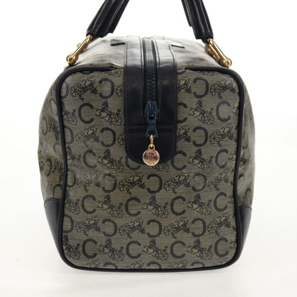 CELINE C Sulky Boston Bag Canvas Navy Gold Auth bs31830