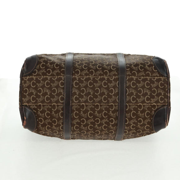 CELINE C Sulky Boston Bag Canvas Brown Gold Auth bs31834