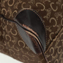 CELINE C Sulky Boston Bag Canvas Brown Gold Auth bs31834-15
