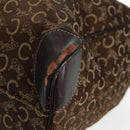 CELINE C Sulky Boston Bag Canvas Brown Gold Auth bs31834-16