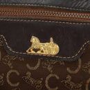 CELINE C Sulky Boston Bag Canvas Brown Gold Auth bs31834-17