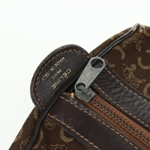 CELINE C Sulky Boston Bag Canvas Brown Gold Auth bs31834