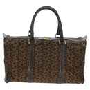 CELINE C Sulky Boston Bag Canvas Brown Gold Auth bs31834-13