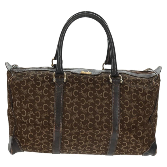 CELINE C Sulky Boston Bag Canvas Brown Gold Auth bs31834