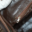 CELINE C Sulky Boston Bag Canvas Brown Gold Auth bs31834-20