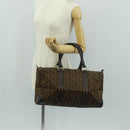 CELINE C Sulky Boston Bag Canvas Brown Gold Auth bs31834-22