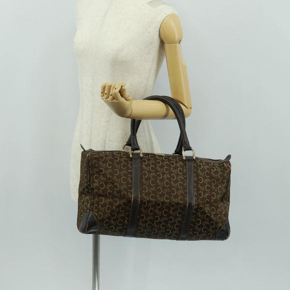 CELINE C Sulky Boston Bag Canvas Brown Gold Auth bs31834