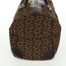 CELINE C Sulky Boston Bag Canvas Brown Gold Auth bs31834-3