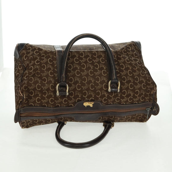 CELINE C Sulky Boston Bag Canvas Brown Gold Auth bs31834