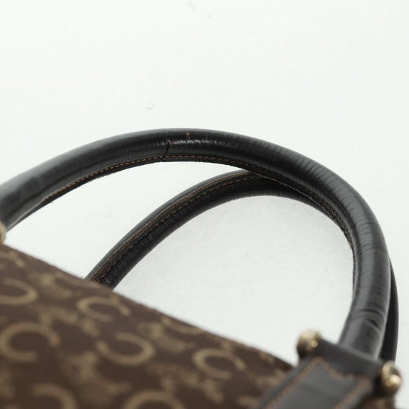 CELINE C Sulky Boston Bag Canvas Brown Gold Auth bs31834