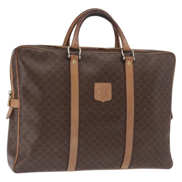 CELINE Macadam Canvas Business Bag PVC Brown Gold Auth bs31835