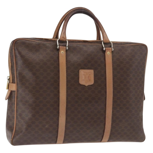 CELINE Macadam Canvas Business Bag PVC Brown Gold Auth bs31835