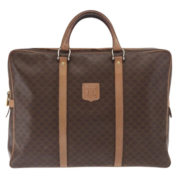 CELINE Macadam Canvas Business Bag PVC Brown Gold Auth bs31835