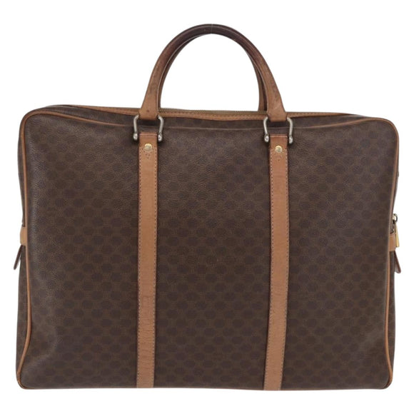 CELINE Macadam Canvas Business Bag PVC Brown Gold Auth bs31835