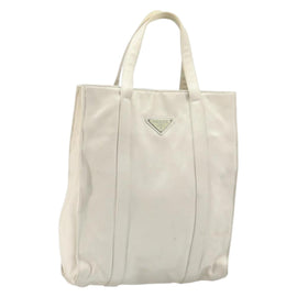PRADA Hand Bag Satin White Auth bs31836