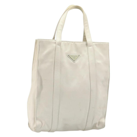 PRADA Hand Bag Satin White Auth bs31836