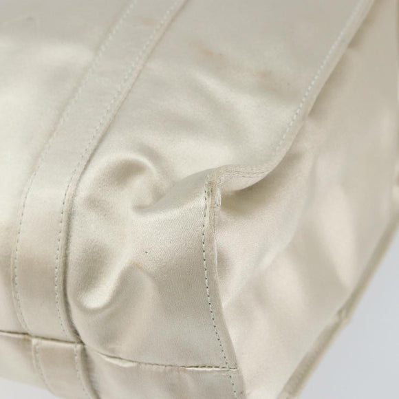 PRADA Hand Bag Satin White Auth bs31836
