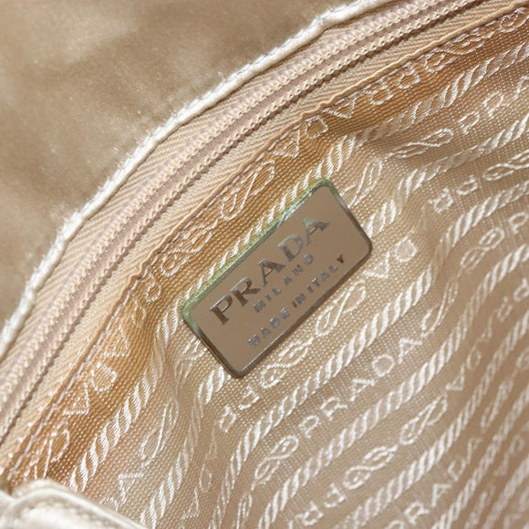 PRADA Hand Bag Satin White Auth bs31836