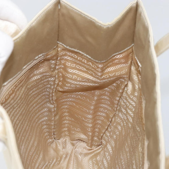 PRADA Hand Bag Satin White Auth bs31836