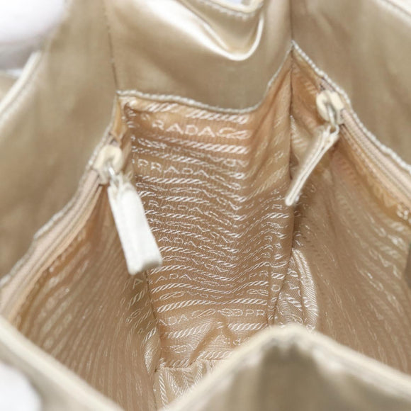 PRADA Hand Bag Satin White Auth bs31836