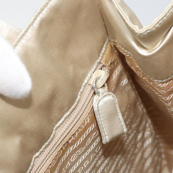 PRADA Hand Bag Satin White Auth bs31836