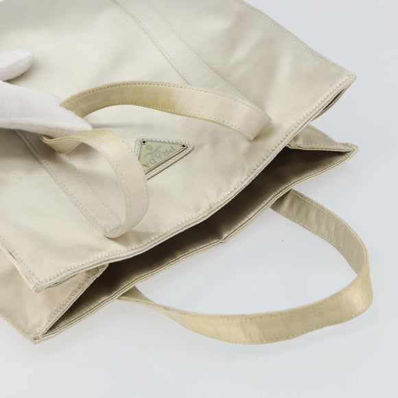 PRADA Hand Bag Satin White Auth bs31836