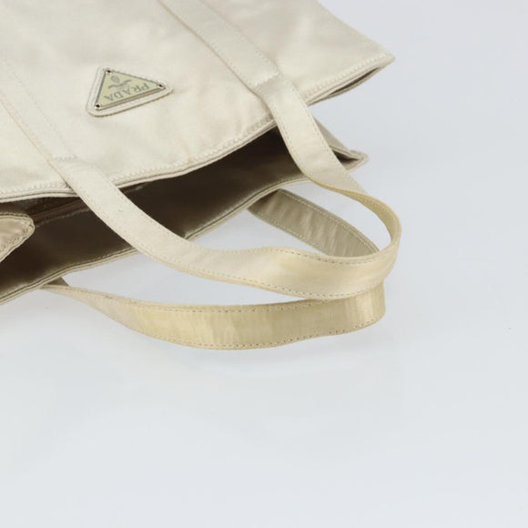 PRADA Hand Bag Satin White Auth bs31836