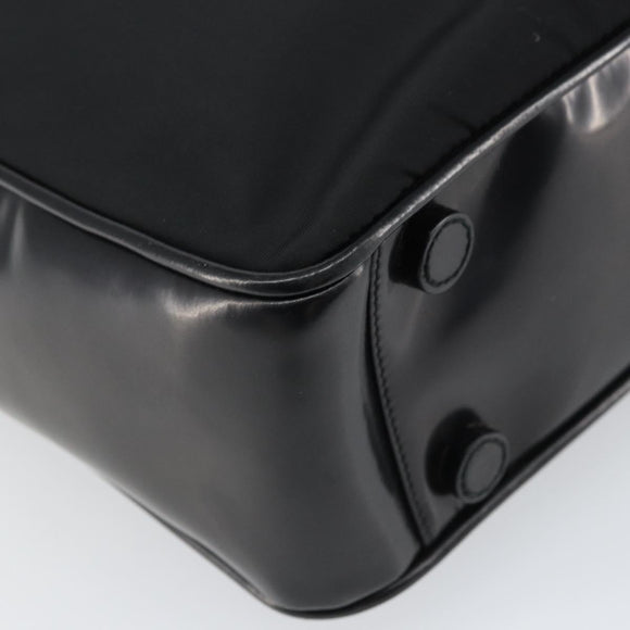 PRADA Tote Bag Nylon Enamel Black Silver Auth bs31837