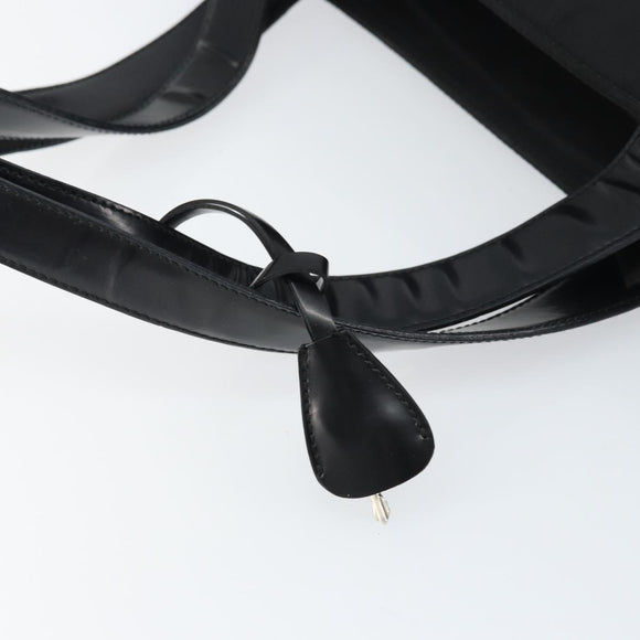 PRADA Tote Bag Nylon Enamel Black Silver Auth bs31837