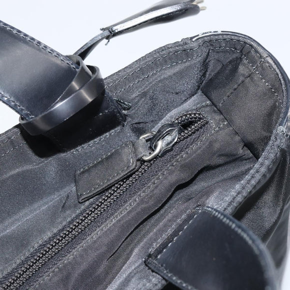 PRADA Tote Bag Nylon Enamel Black Silver Auth bs31837