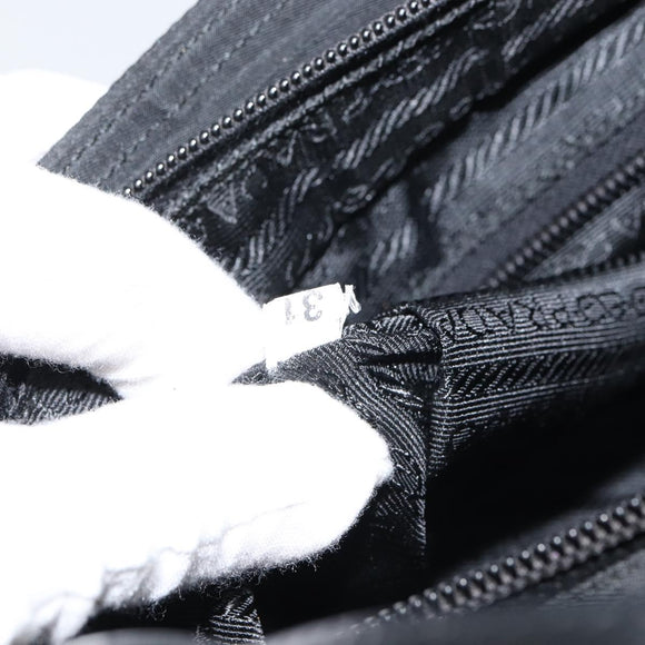 PRADA Tote Bag Nylon Enamel Black Silver Auth bs31837