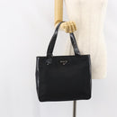 PRADA Tote Bag Nylon Enamel Black Silver Auth bs31837-25