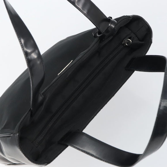 PRADA Tote Bag Nylon Enamel Black Silver Auth bs31837
