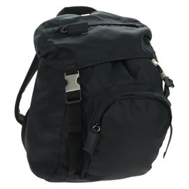 PRADA Backpack Nylon Black Silver Auth bs31838