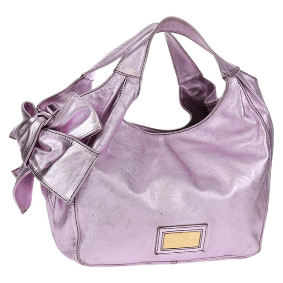 VALENTINO Hand Bag Leather Pink Gold Auth bs31839