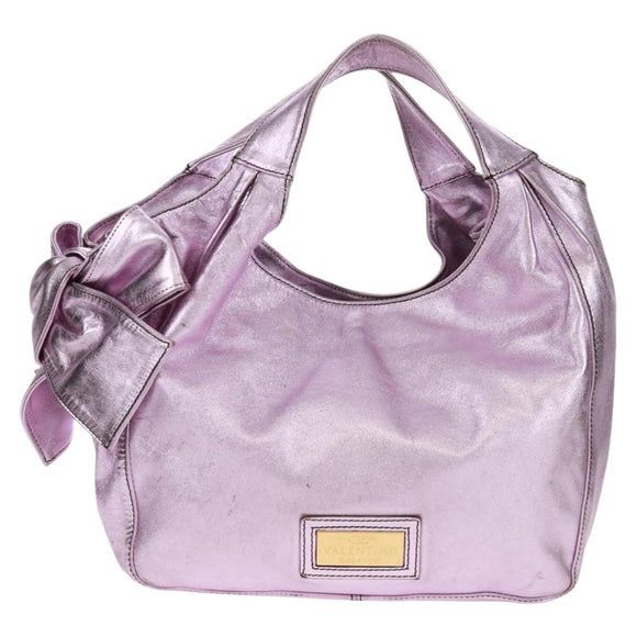 VALENTINO Hand Bag Leather Pink Gold Auth bs31839