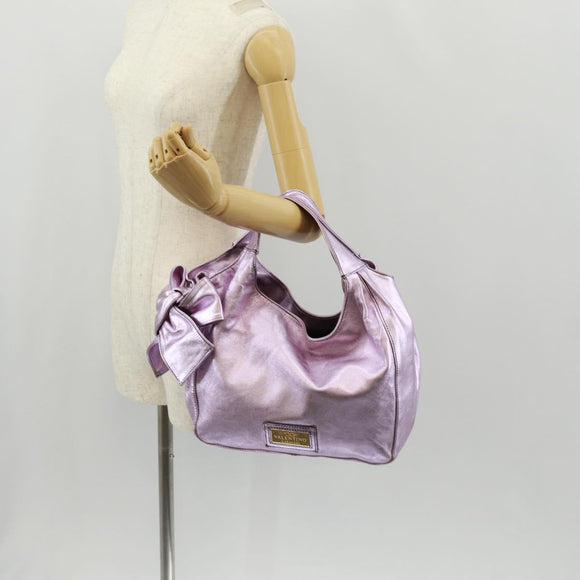 VALENTINO Hand Bag Leather Pink Gold Auth bs31839