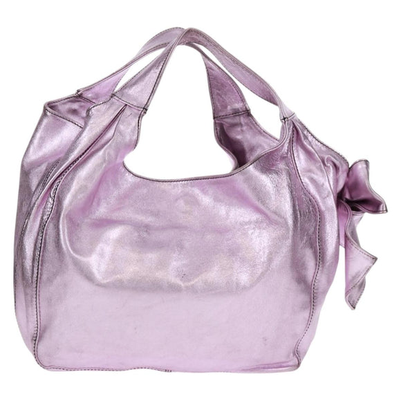 VALENTINO Hand Bag Leather Pink Gold Auth bs31839