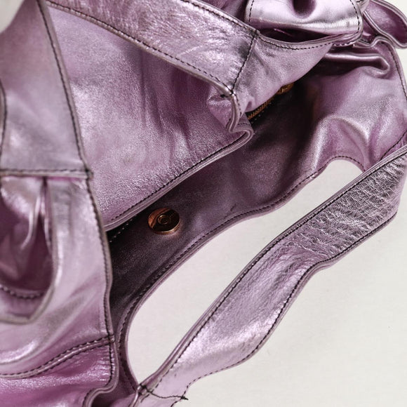 VALENTINO Hand Bag Leather Pink Gold Auth bs31839