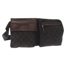GUCCI GG Canvas Waist Bag Black Silver 28566 Auth bs31844-1