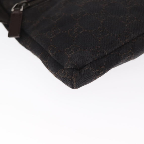 GUCCI GG Canvas Waist Bag Black Silver 28566 Auth bs31844