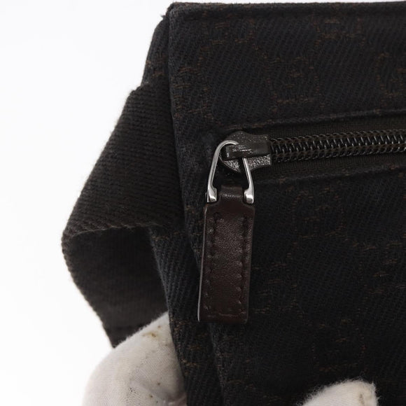 GUCCI GG Canvas Waist Bag Black Silver 28566 Auth bs31844