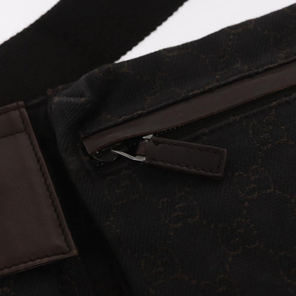 GUCCI GG Canvas Waist Bag Black Silver 28566 Auth bs31844
