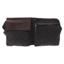 GUCCI GG Canvas Waist Bag Black Silver 28566 Auth bs31844-2