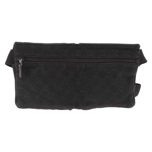 GUCCI GG Canvas Waist Bag Black Silver 28566 Auth bs31844