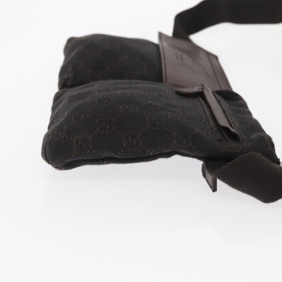 GUCCI GG Canvas Waist Bag Black Silver 28566 Auth bs31844