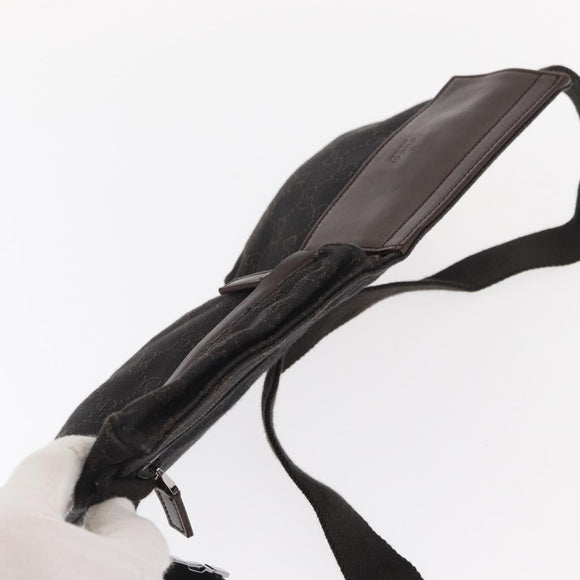 GUCCI GG Canvas Waist Bag Black Silver 28566 Auth bs31844