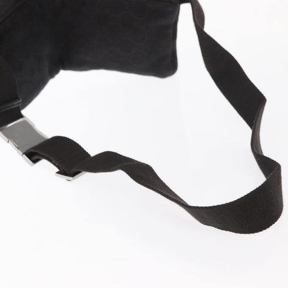 GUCCI GG Canvas Waist Bag Black Silver 28566 Auth bs31844