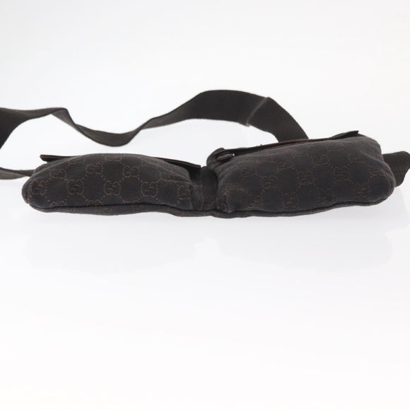 GUCCI GG Canvas Waist Bag Black Silver 28566 Auth bs31844